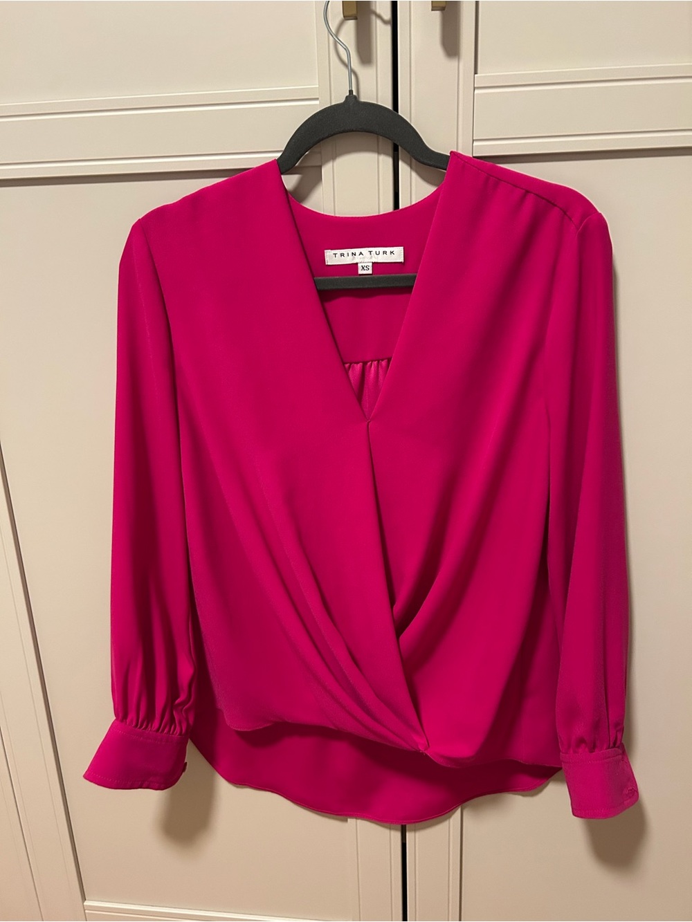 Trina Turk Hot Pink Faux-Wrap Blouse
